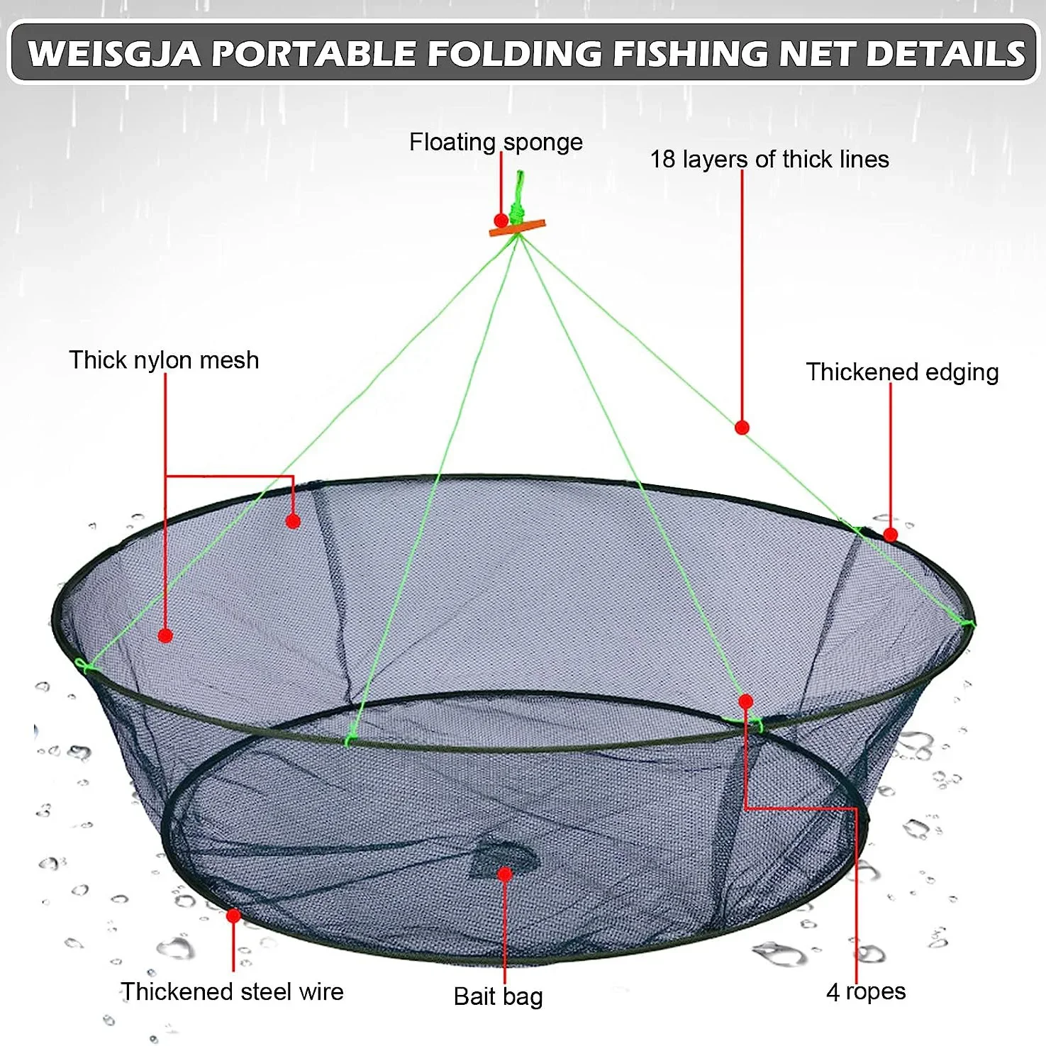 Nueva Red de Pesca Plegable de - Fishing Equipment Net reseña y precio